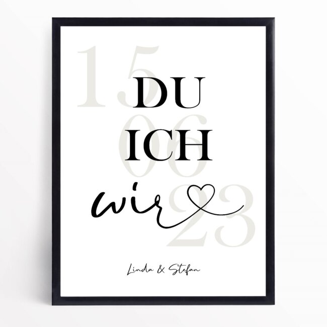 Poster Hochzeit personalisiert &quot;Du Ich Wir&quot;