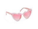 Retro Herzbrille mit Perlen rosa