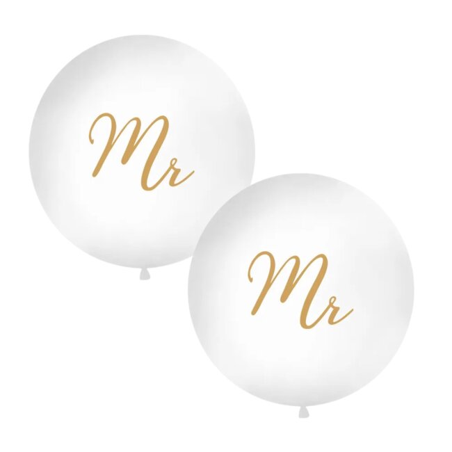Riesenluftballons MR &amp; MR wei&szlig; &Oslash; 91cm