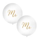 Riesenluftballons MR &amp; MR wei&szlig; &Oslash; 91cm