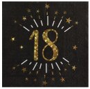 Servietten 18. Geburtstag schwarz-gold 10 Stk.