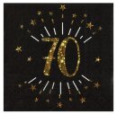 Servietten 70. Geburtstag schwarz-gold 10 Stk.