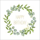 Servietten Happy Birthday Eukalyptus 20 Stk.