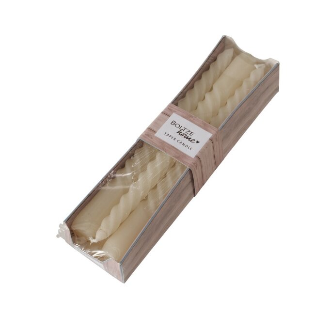 Spitzkerze gedreht creme 6 St&uuml;ck