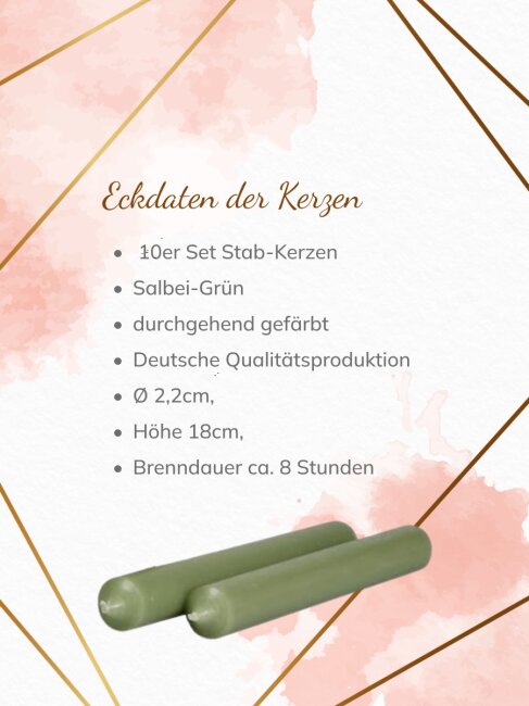 Stabkerzen salbei 10 St&uuml;ck
