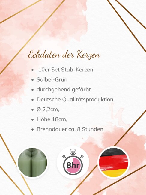 Stabkerzen salbei 10 St&uuml;ck