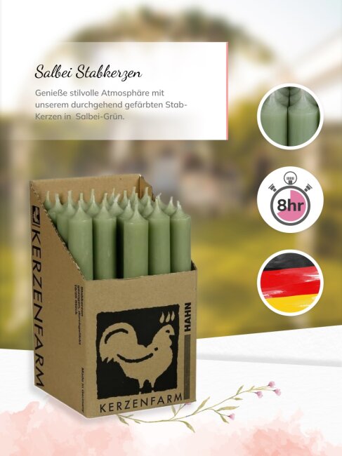 Stabkerzen salbei 10 St&uuml;ck