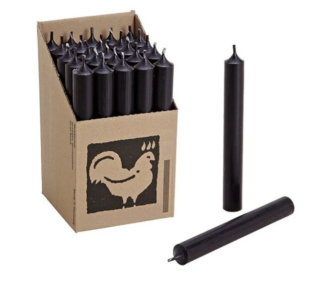 Stabkerzen schwarz 10 St&uuml;ck