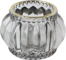 Teelichthalter Vintage mit Goldrand grau 3 Stk.