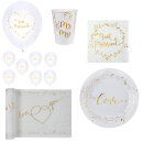 Tischdeko Set "M" Just Married weiss-gold 49-tlg.