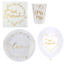 Tischdeko Set "S" Just Married weiss-gold 48-tlg.