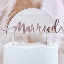 Tortenstecker JUST MARRIED Holz &amp; Acryl ros&eacute;gold