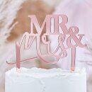 Tortenstecker Mr &amp; Mrs Acryl ros&eacute;gold