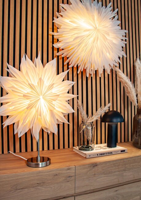 Weihnachtsstern Dahlia aus Pergamentpapier, Wei&szlig; &Oslash; 60cm, beleuchtbar