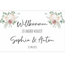 Willkommensposter Hochzeit mit Floralen Elementen DIN A2,...