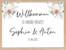 Willkommensposter Hochzeit mit Floralen Elementen DIN A2,...