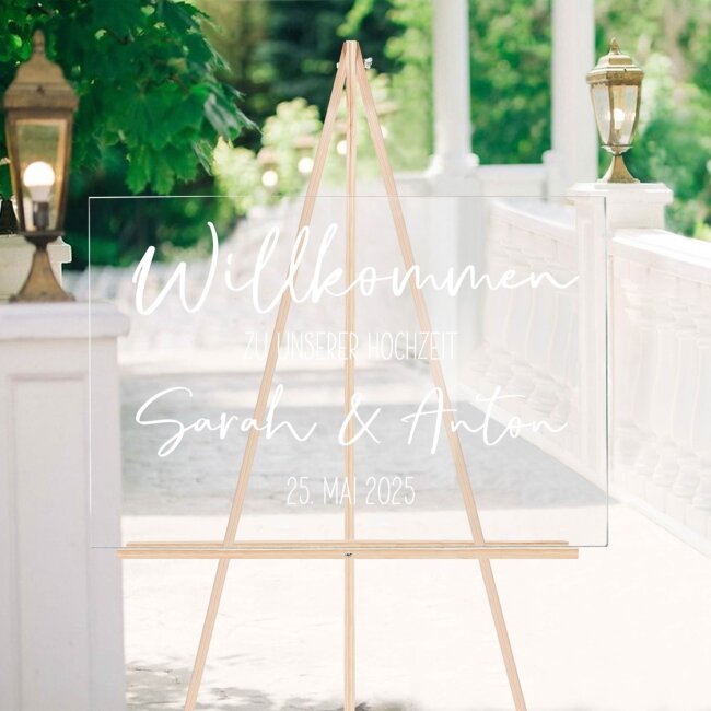 Willkommensschild Hochzeit personalisiert aus Acryl