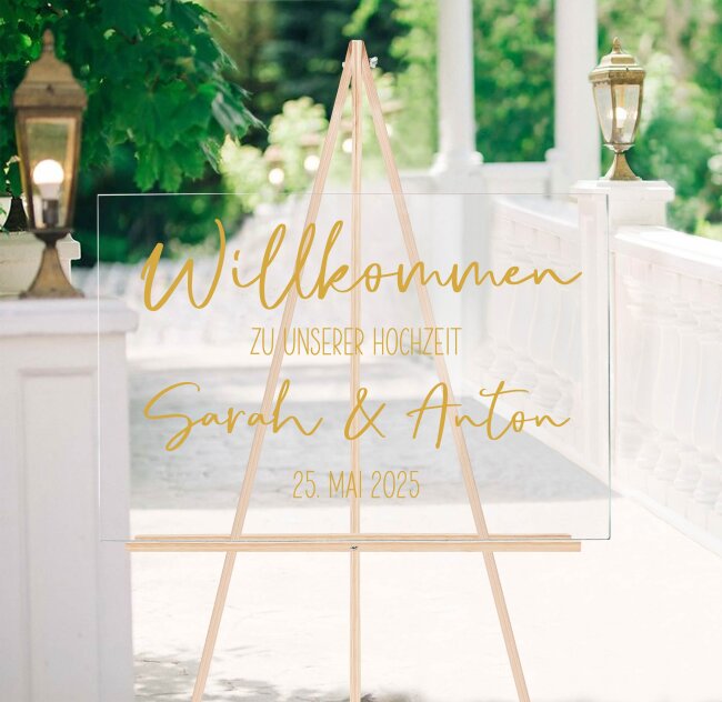 Willkommensschild Hochzeit personalisiert aus Acryl