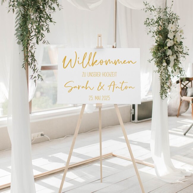Willkommensschild Hochzeit personalisiert aus Acryl