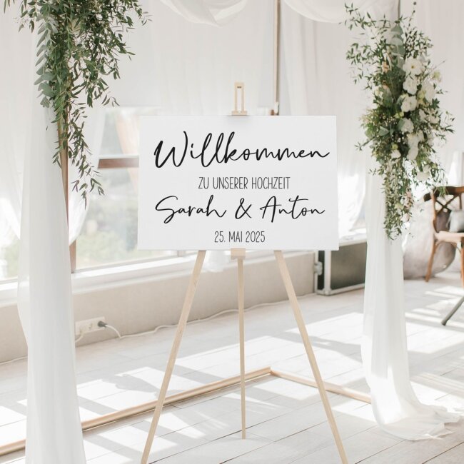 Willkommensschild Hochzeit personalisiert aus Acryl