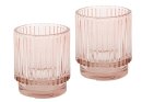 Windlicht aus Glas rosa 2er Set