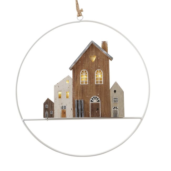 Winterdorf Wand- und T&uuml;rh&auml;nger LED-beleuchtet, &Oslash; 30 cm