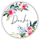 Aufkleber &quot;Danke&quot; Blume 40 Stk. &Oslash; 30 mm