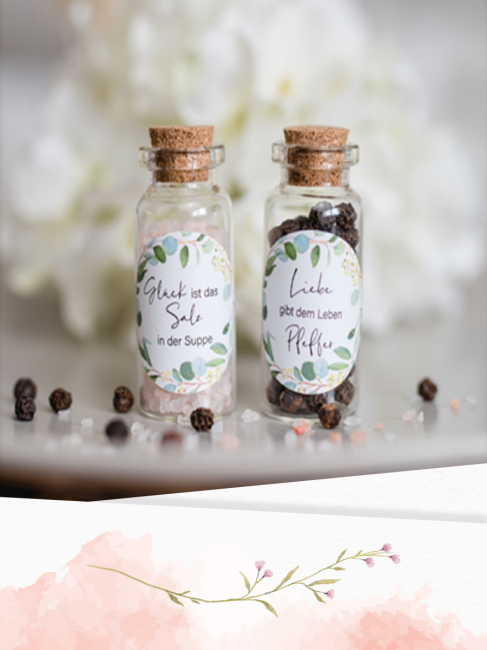 Aufkleber Set &quot;Salz &amp; Pfeffer&quot; Botanical 80 Stk. &Oslash; 30 mm