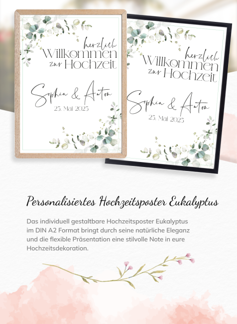 Eukalyptus Hochzeitsposter DIN A2 hoch