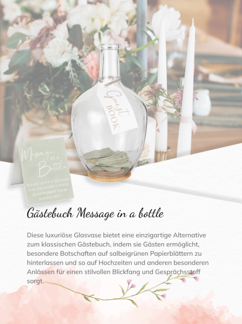 G&auml;stebuch Glasvase &quot;Message in a Bottle&quot;