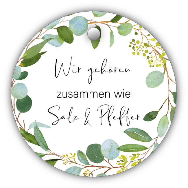 Gastgeschenk Anh&auml;nger Salz &amp; Pfeffer &Oslash; 40 mm 10 Stk.