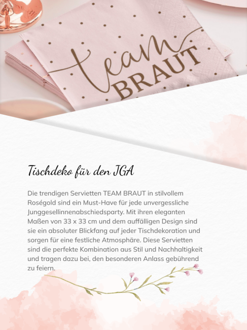 JGA Servietten Team Bride rosegold