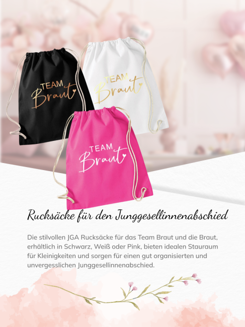 JGA Turnbeutel TEAM BRAUT pink