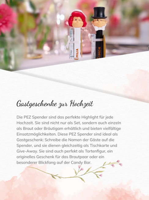 PEZ Spender Braut blond &amp; Br&auml;utigam + 4 Pack Bonbons