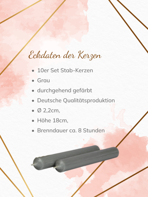 Stabkerzen grau 10 St&uuml;ck