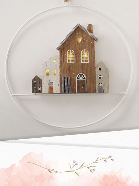 Winterdorf Wand- und T&uuml;rh&auml;nger LED-beleuchtet, &Oslash; 30 cm