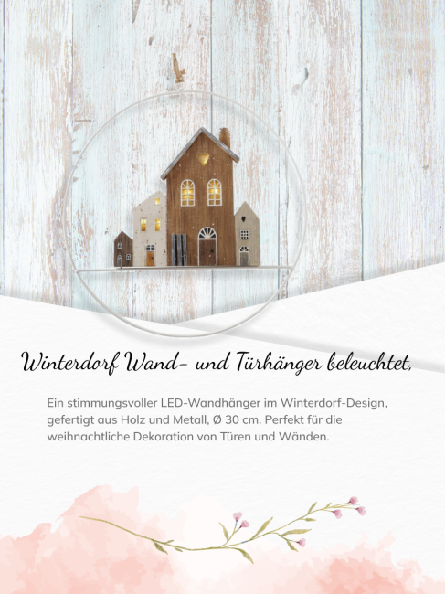 Winterdorf Wand- und T&uuml;rh&auml;nger LED-beleuchtet, &Oslash; 30 cm